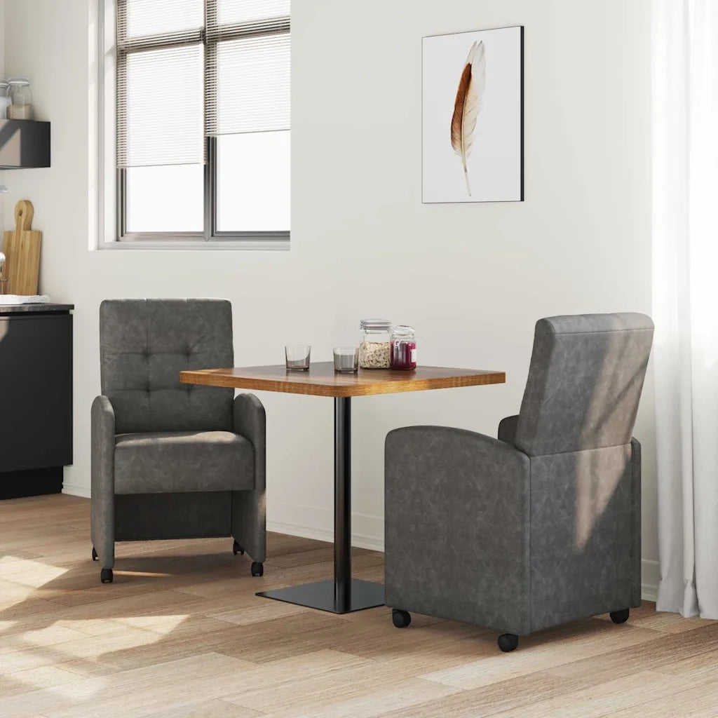 Sedie da Pranzo con Ruote con ruote 2 pcs Nero 58 x 67 x 97 cm