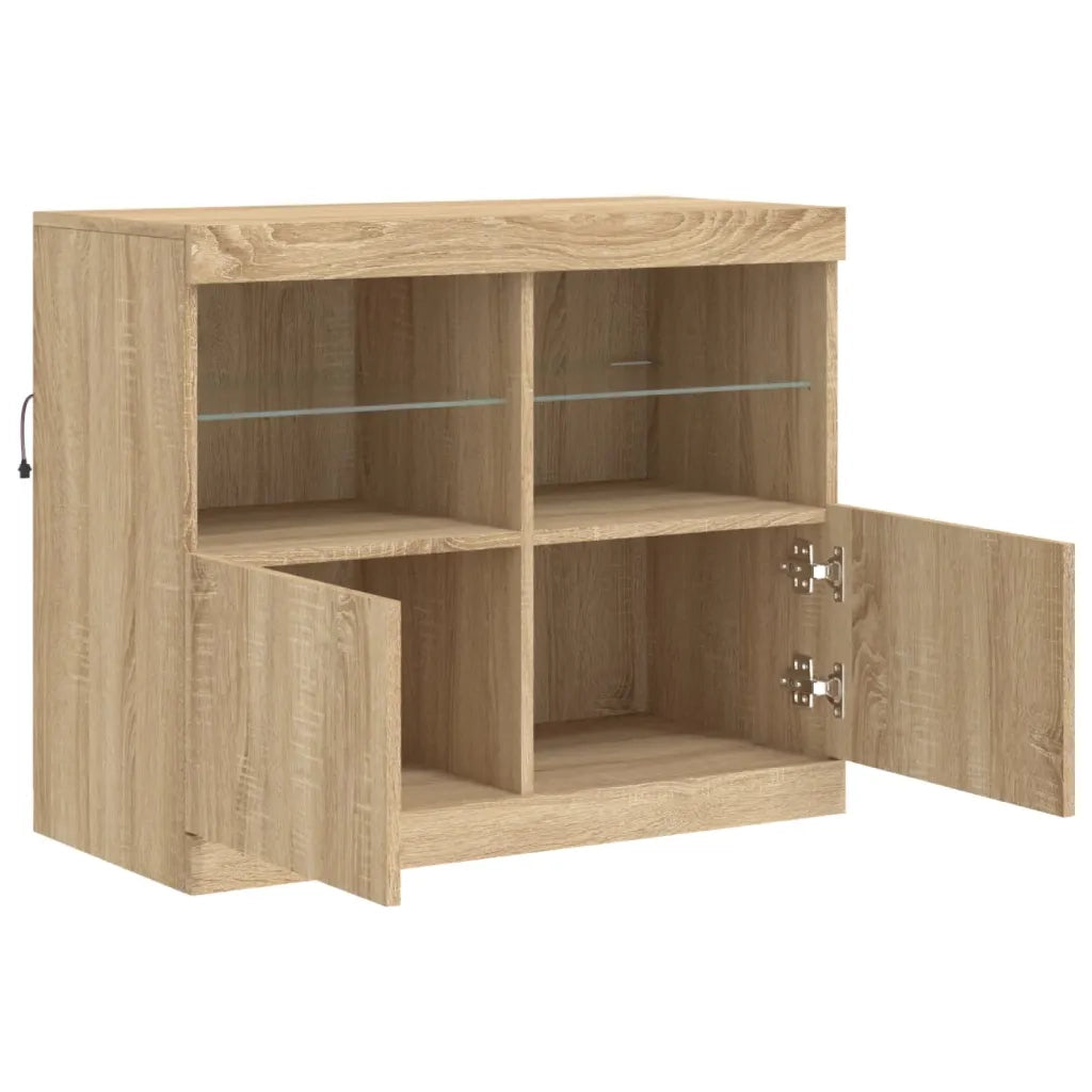 Credenza con Luci LED Rovere Sonoma 81x37x67 cm 836660