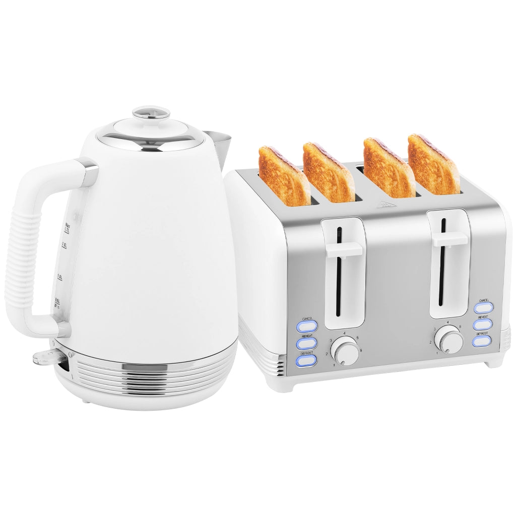 Bollitore e Tostapane ¨C Zephmum ¨C Inox 1.7L 2200W 4 Fette Bianco