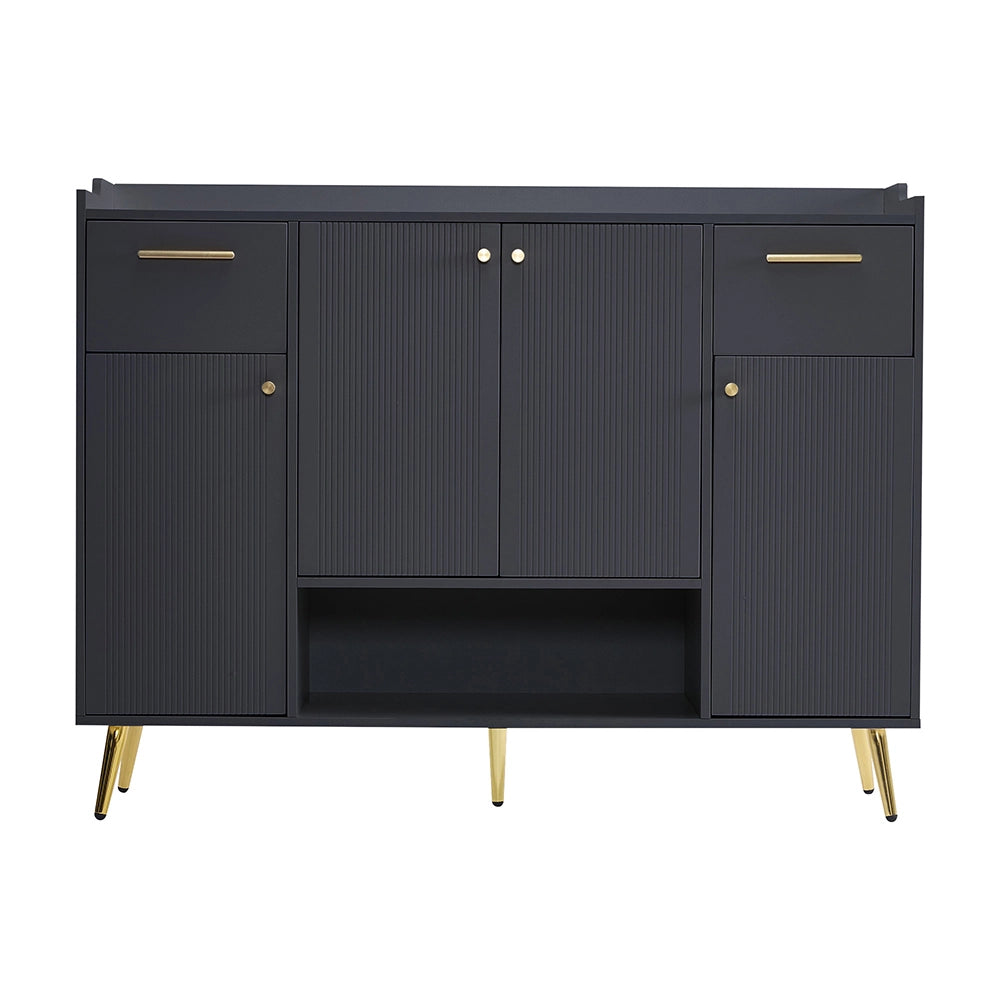 Armoire ?? chaussures - Xylo - L130/l37/H100 - Noir - 2 tiroirs 4 portes