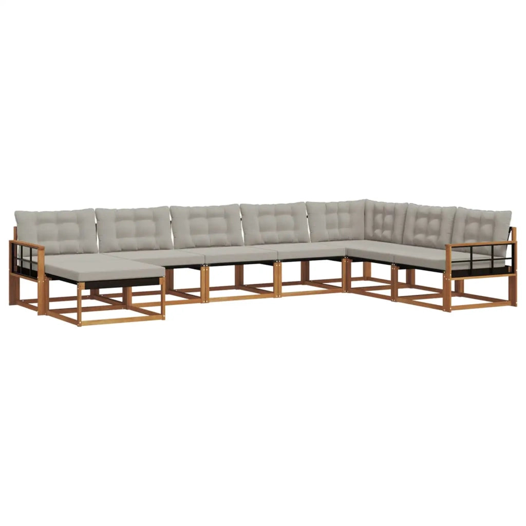 Set di divani da esterno 8 pcs Grigio Naturale e Chiaro