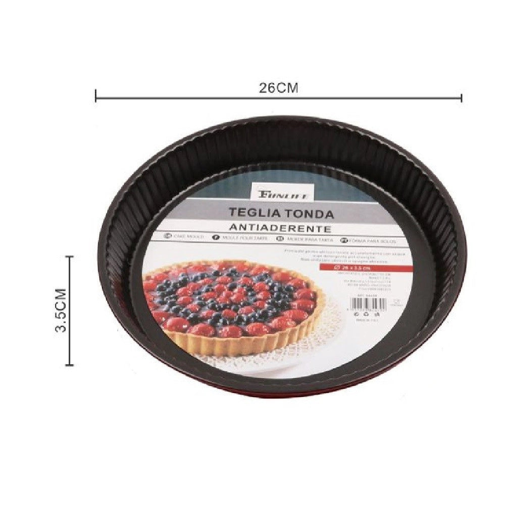 Trade Shop - Teglia Stampo Tortiera Per Dolce Torta Antiaderente Rotondo 26 X 3.5 Cm 84439 -