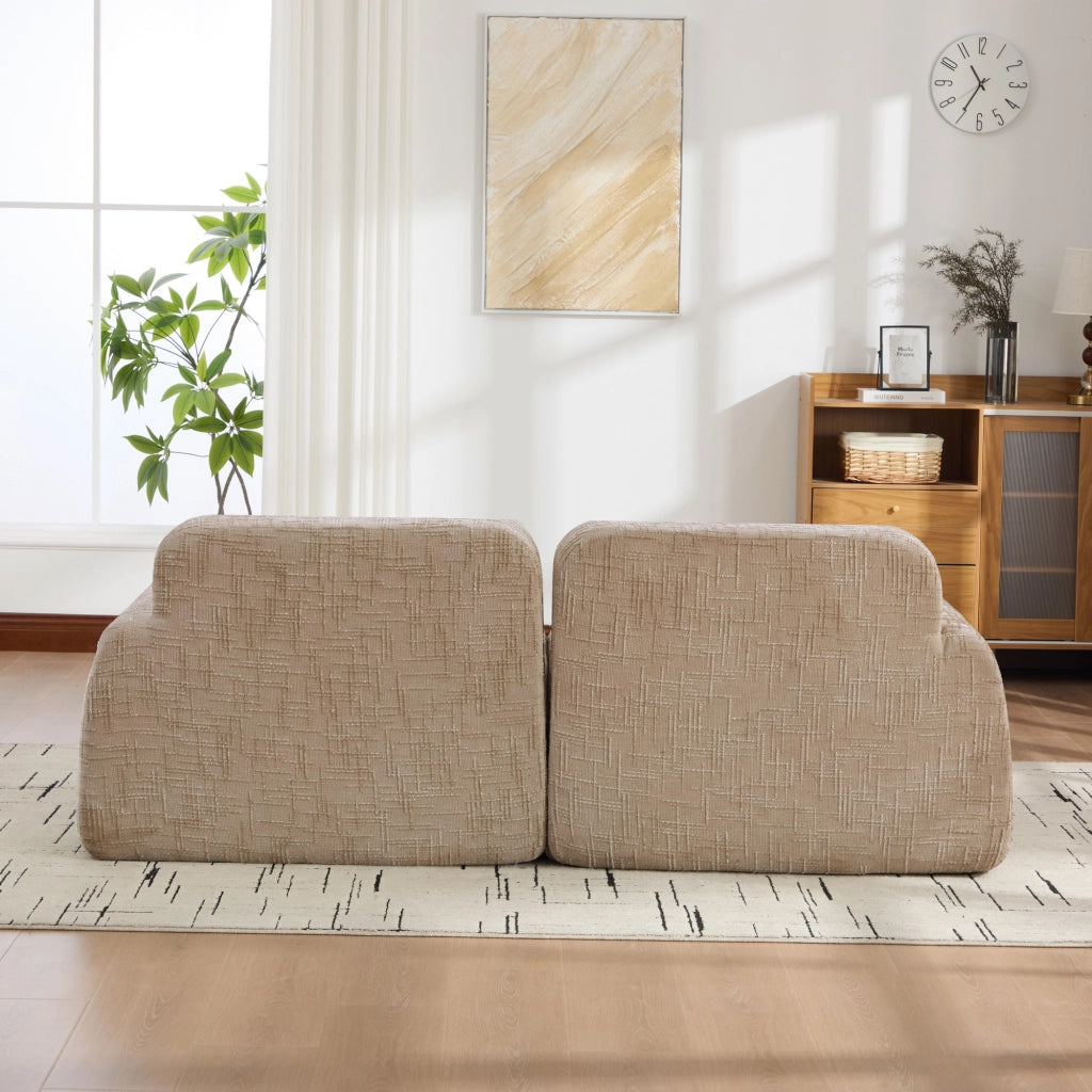 Divano a due posti, tessuto chenille, design modulare, imbottitura in schiuma ad alta elasticit¨¤ 30D, pronto all'uso, cachi