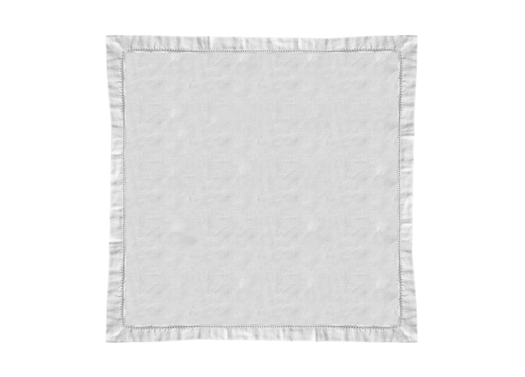 Tovaglia Cucina Soggiorno In Cotone Con Orlo A Giorno In Tinta Unita Ajour - 85x85cm - Bianco
