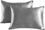 Copri cuscino in tessuto imitativo, colore uniforme, copri cuscino a doppia faccia in seta, 51*76cm, confezione singola - grigio scuro