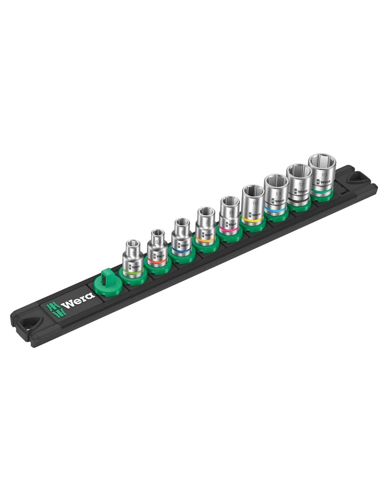 Set di 9 bussole Zyklop 1/4" WERA Nuss-Magnetleiste A 4