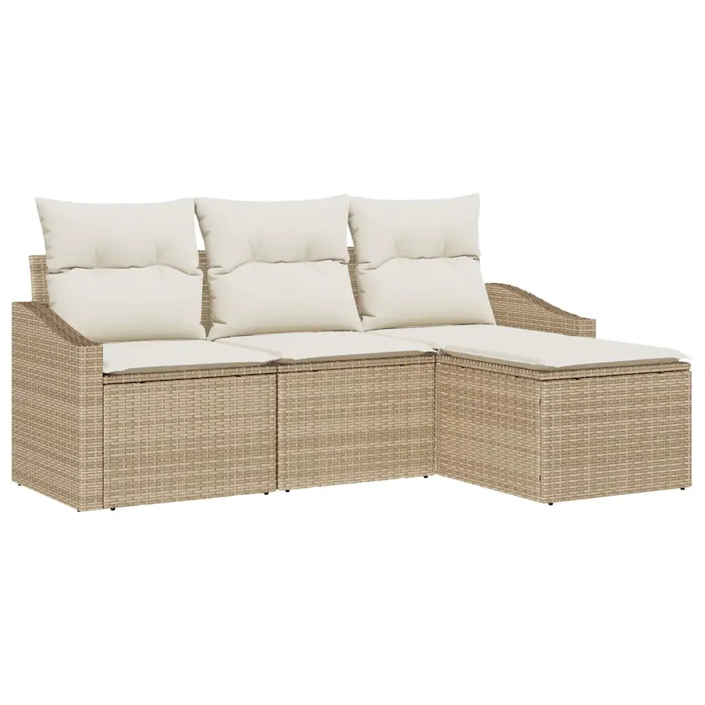 Set di divani con cuscino 4 pcs Beige polyrattan