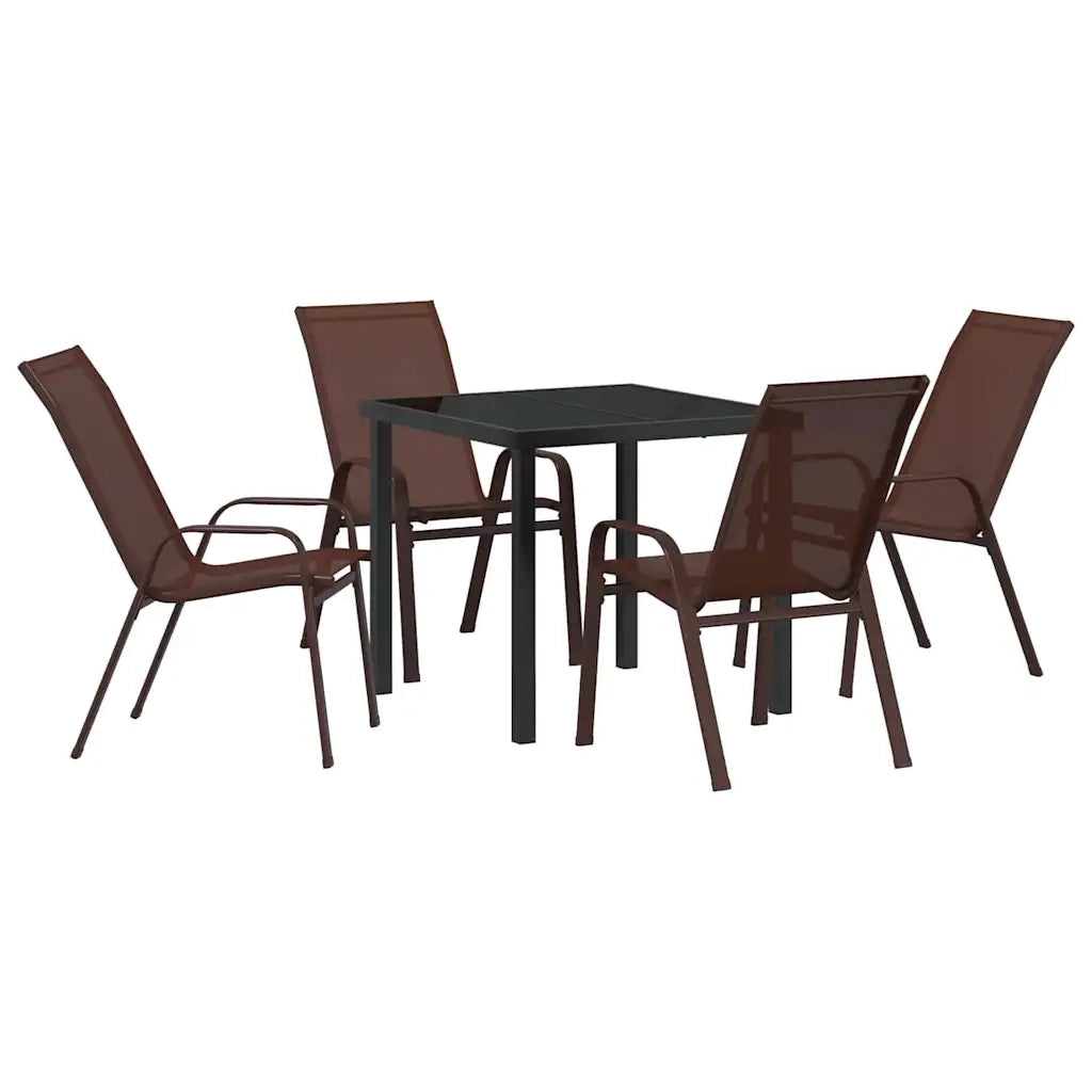 Set da Pranzo per Giardino 5 pcs Marrone e Nero 3379129