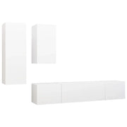 Set di mobili da 4 pezzi tra cui armadio credenza mobile TV televisore per soggiorno camera da letto salotto legno ingegnerizzato bianco 02_0024658