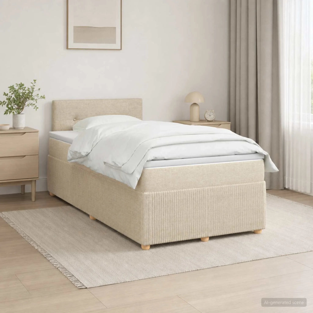Letto box spring con materasso Crema 120 x 200 cm Tessuto 3452909