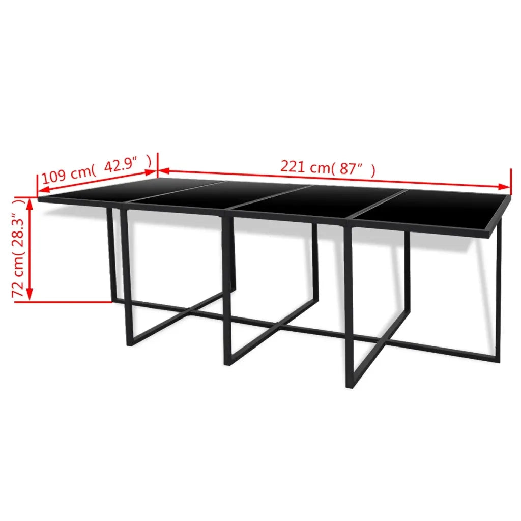 Set da Pranzo da Giardino 13 pz con Cuscini in Polyrattan Nero cod mxl 50943