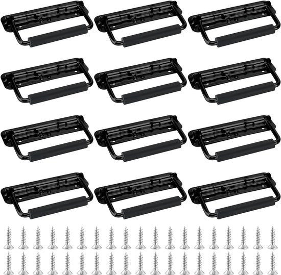 Maniglie per trasporto - Alta qualità - Nero - Maniglione portatile - Ideale per scatole e contenitori di archiviazione - 12 pezzi