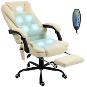 Poltrona massaggiante da ufficio ¨C zephmum ¨C regolabile in altezza, schienale reclinabile, telecomando, beige