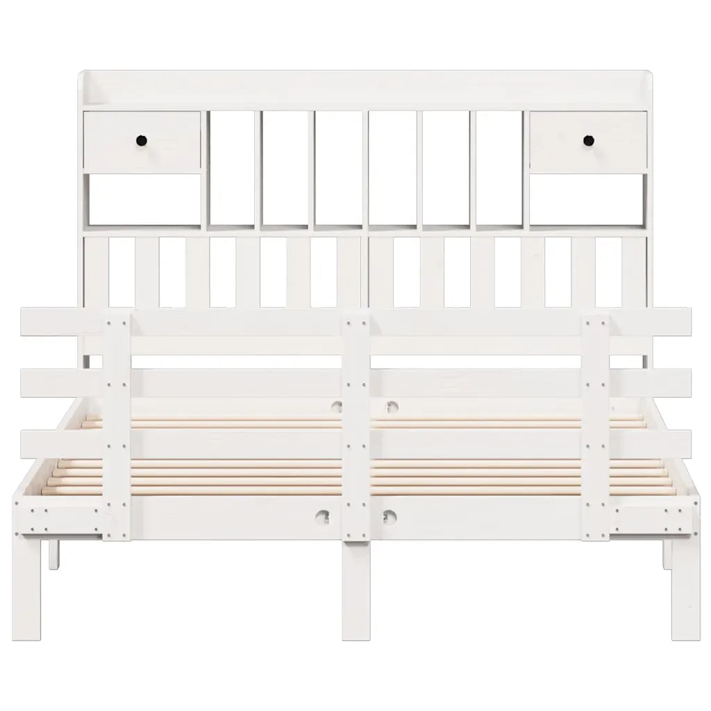 Letto Libreria senza Materasso Bianco 150x200 cm Legno di Pino 3322799