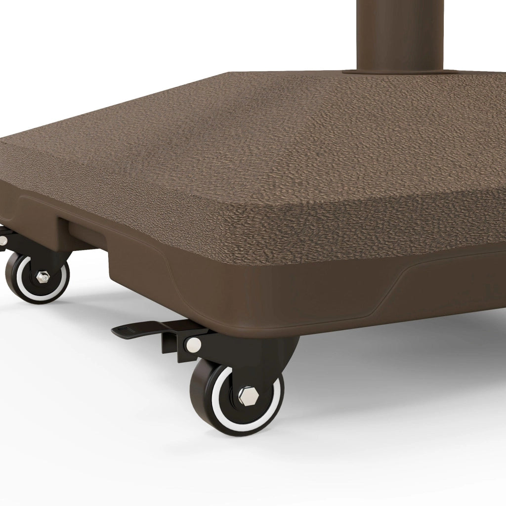 Base per Ombrellone Riempibile 45x45x39 cm fino a 20 kg per Pali da Ø2,2-3,8 cm  con Ruote Marrone