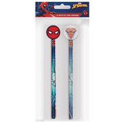 Trade Shop - Kit 2pz Matite Con Gomma Rotonda Grafica Spiderman Per Disegno Scuola Bambini 960795 -