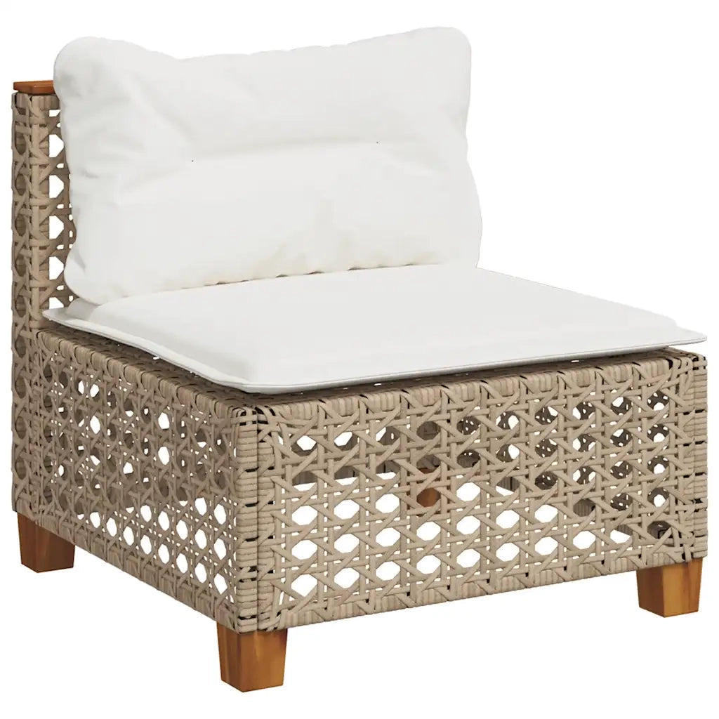 Set Divano da Giardino 10 pz con Cuscini Beige in Polyrattan
