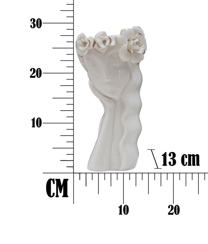 Vaso Woman Cute 14,8x13x29 cm Porcellana Bianco e Oro