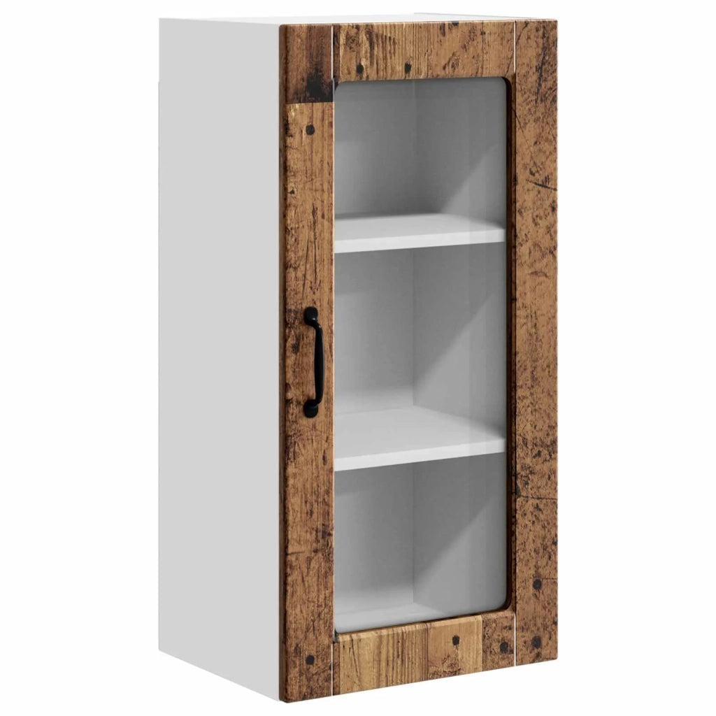 Pensile da cucina | Mobile in vetro da parete LUCCA Legno antico 40 x 31 x 80 cm
