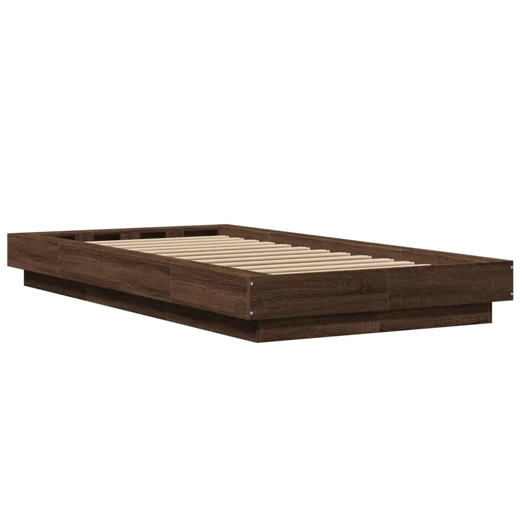 Giroletto Luci LED-Struttura Letto con LED Rovere Marrone 100x200 cm Legno Multistrato 490961