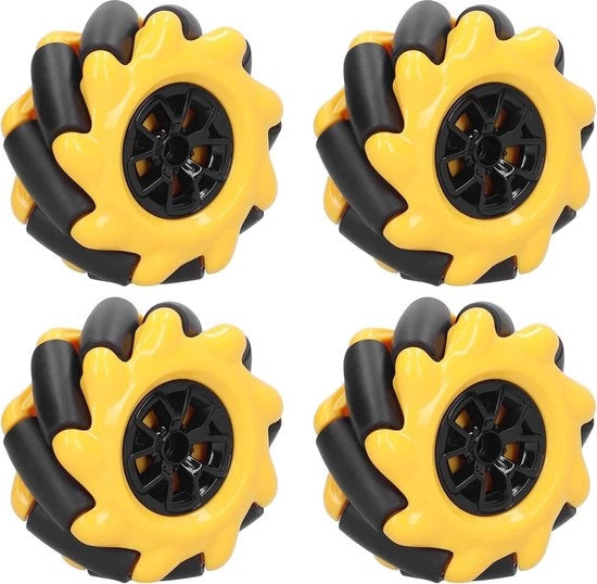 Mecanum-Wiel 60 mm - Pneumatico Omnidirezionale - Componenti per Robot - Accessori - Componenti per Giochi di Costruzione - 2 Pari.