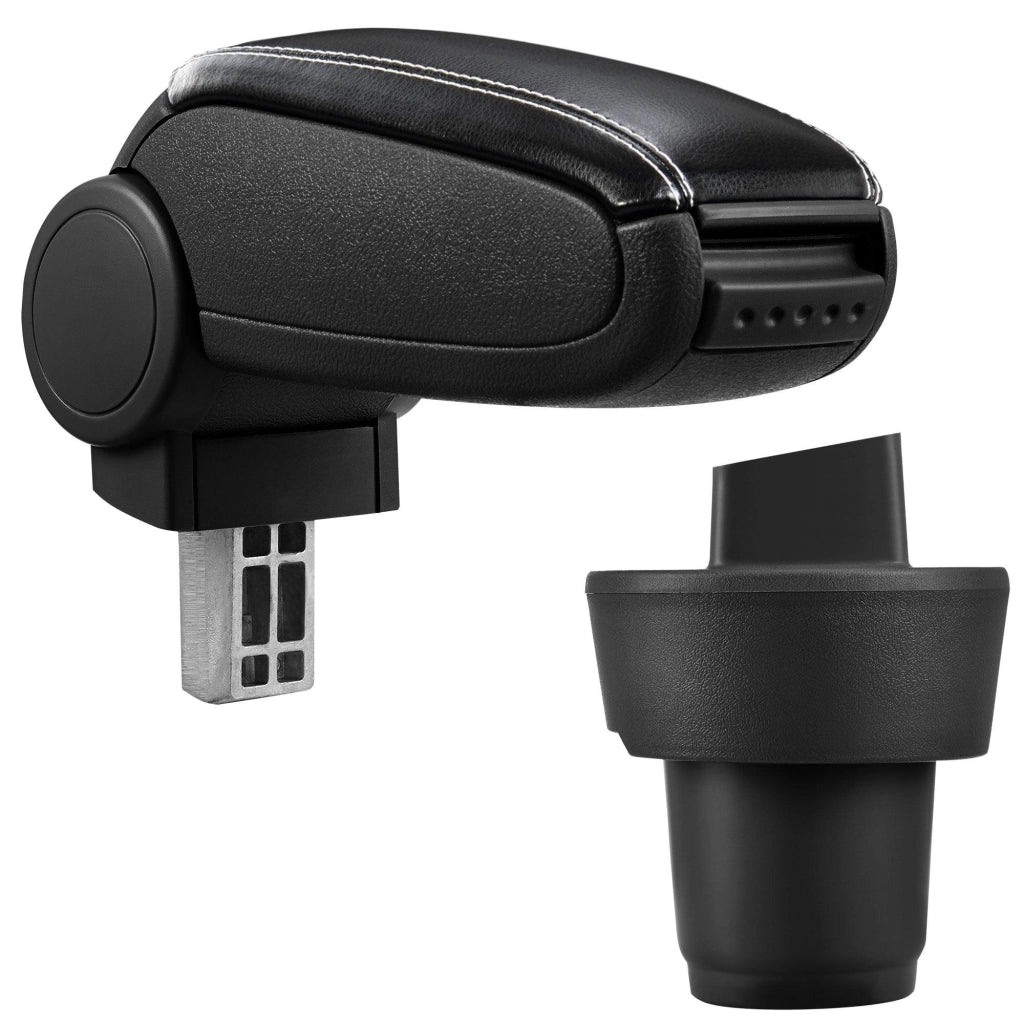 Bracciolo centrale per Volkswagen Up! con scomparto imbottito in similpelle nera con cuciture bianche 03_0000735