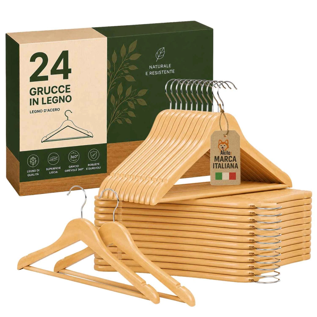 Akitaink 24 Grucce Legno Barra Antiscivolo 360