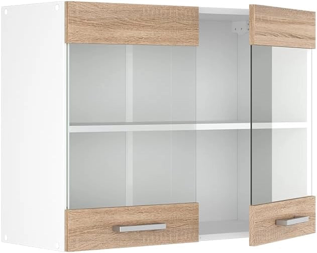 Mobile da cucina in vetro R-Line, Sonoma, 80 cm, per la libera combinazione all'interno di sistemi cucina modulari