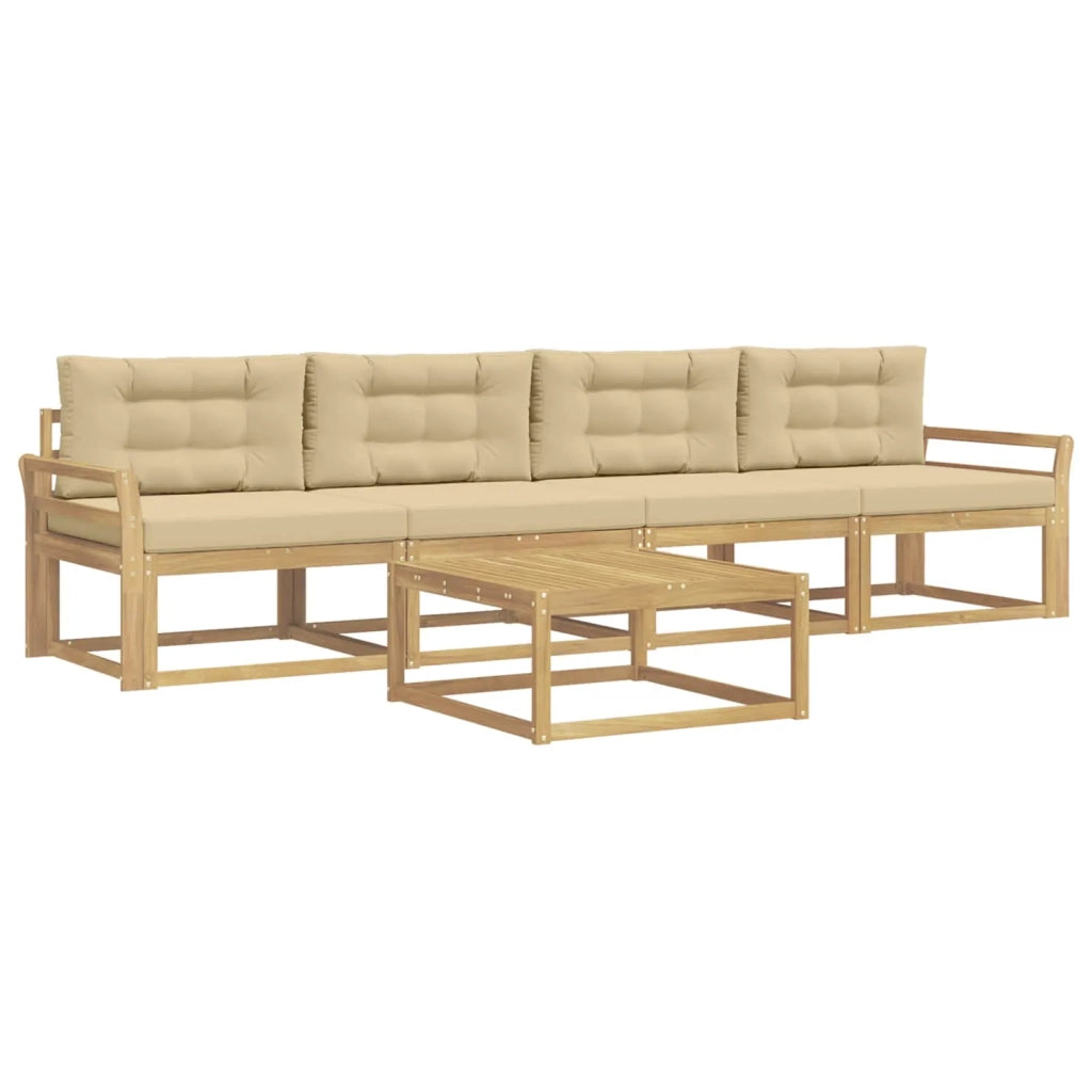 Set di divani da esterno con cuscino 4 pcs Bianco e Beige