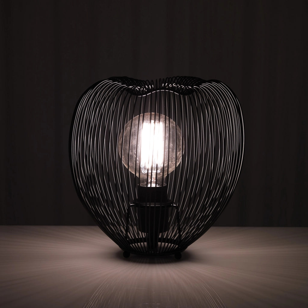 Lampada da tavolo in filo di acciaio nera cm Ø.25 H.26