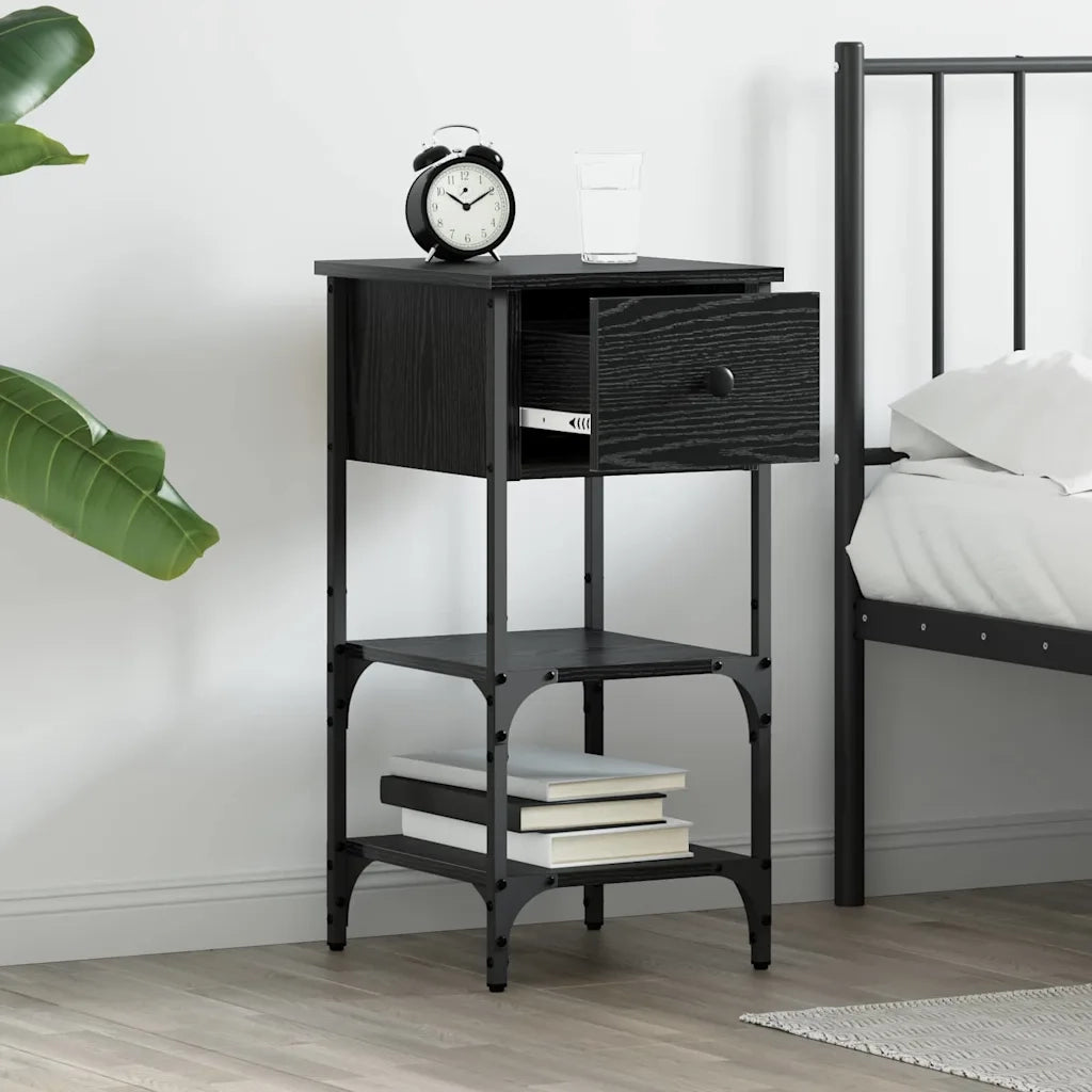Armadio da Notte con cassetto Rovere Nero 33.5 x 36 x 70 cm 871240