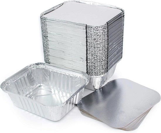 Scaletto per congelamento e cottura di alimenti - alluminio con coperchio (1 contenitore 500 ml)