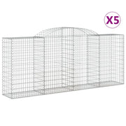 Cestini gabbioni recinzione a gabbia muro di contenimento ad arco 5 pezzi 300 x 50 x 120/140 cm ferro zincato argento 02_0040912