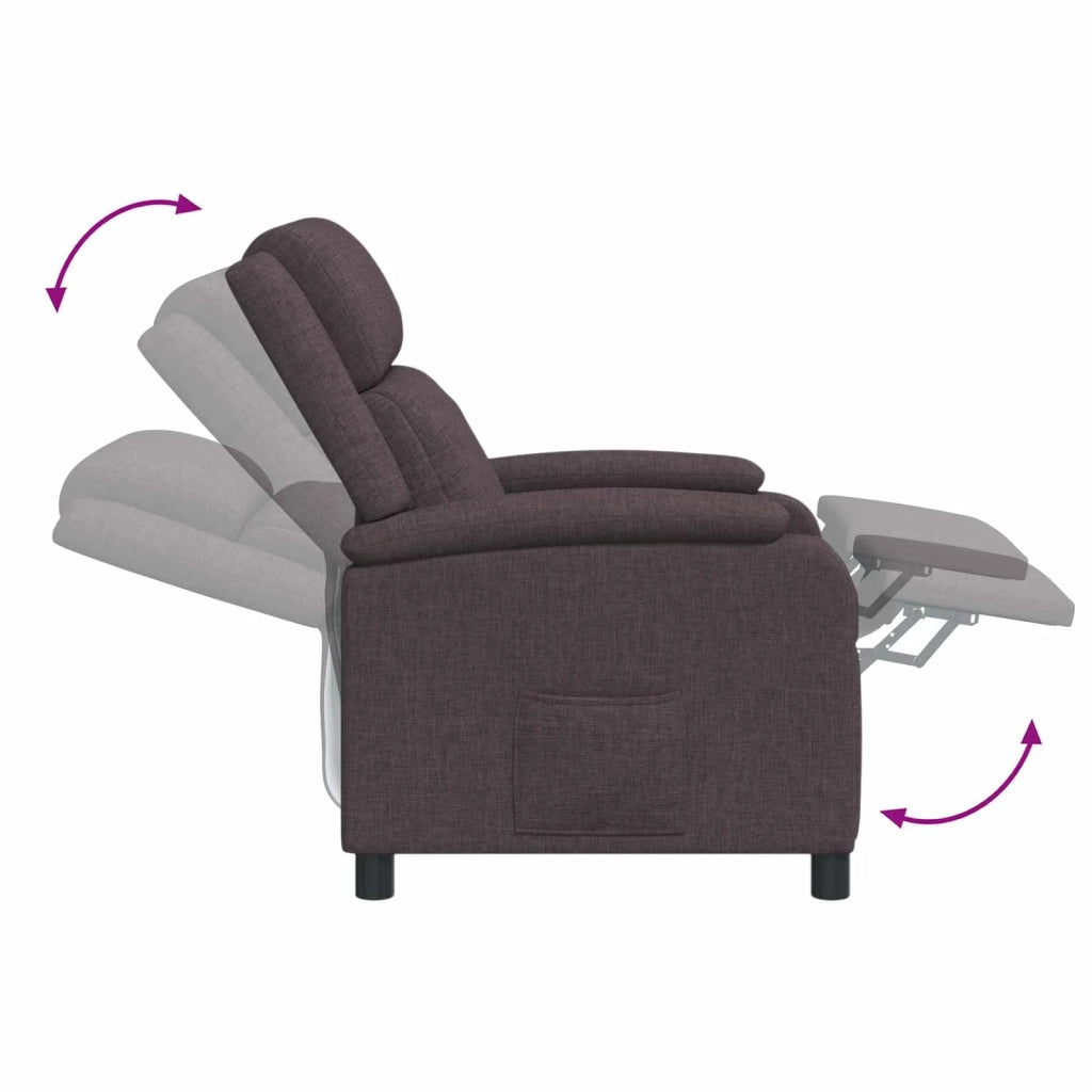 Divano Sedia-Poltrona reclinabile Marrone Scuro Tessuto 609604