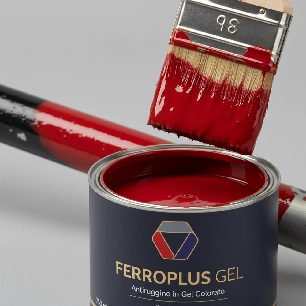 Kit 3 pezzi ferroplus gel smalto sintetico antiruggine rosso fuoco 750 ml