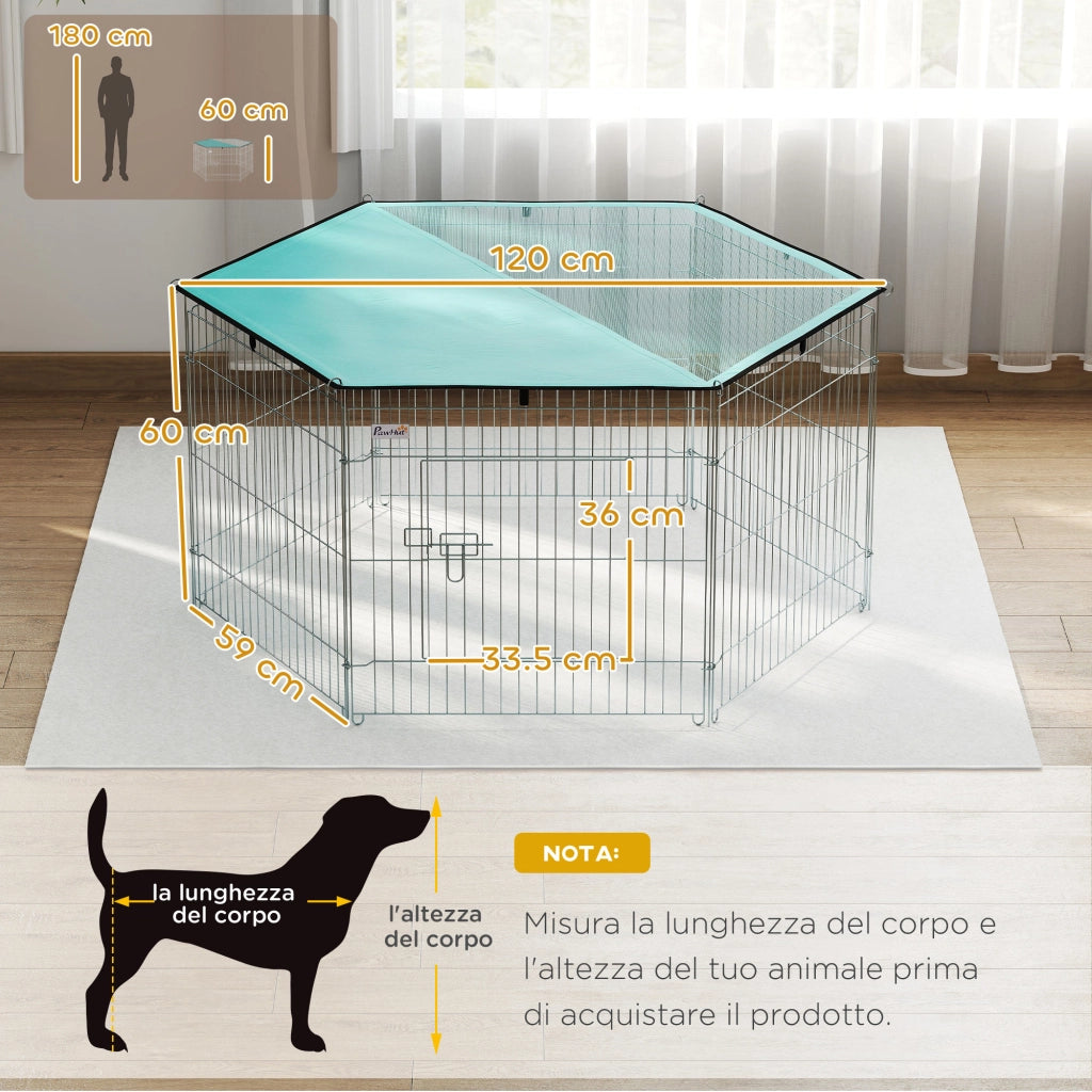 Recinto Pieghevole per Cani ¨C zephmum ¨C Grigio, Filo Metallico, 120x60 cm