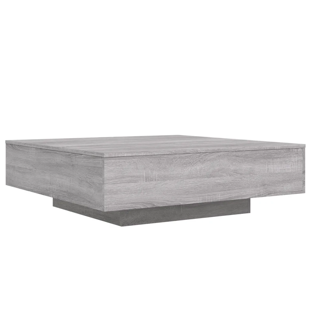 Tavolino da Soggiorno con Luci LED-Tavolino da Salotto-Tavolo Grigio Sonoma 100x100x31 cm