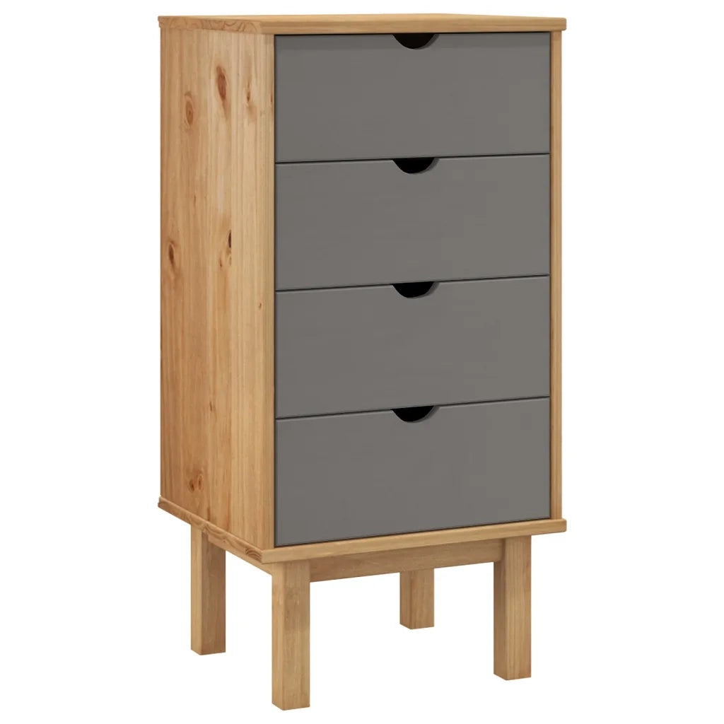 Cassettiera OTTA Marrone e Grigio 45x39x90 cm in Legno di Pino 348580