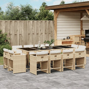 Set da Pranzo da Giardino 13 pz con Cuscini Beige in Polyrattan 3277989