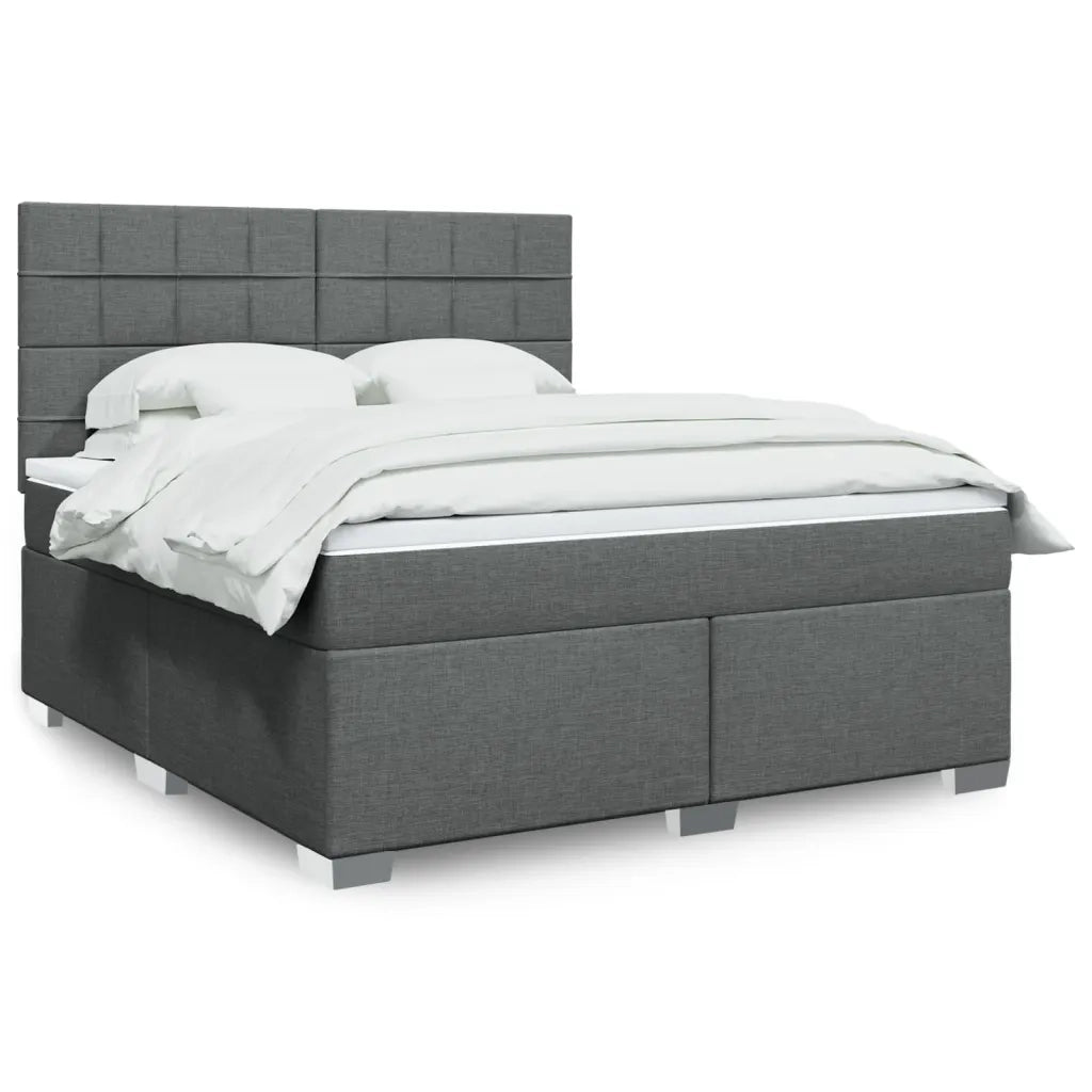 Giroletto a Molle con Materasso Grigio Scuro 180x200 cm Tessuto