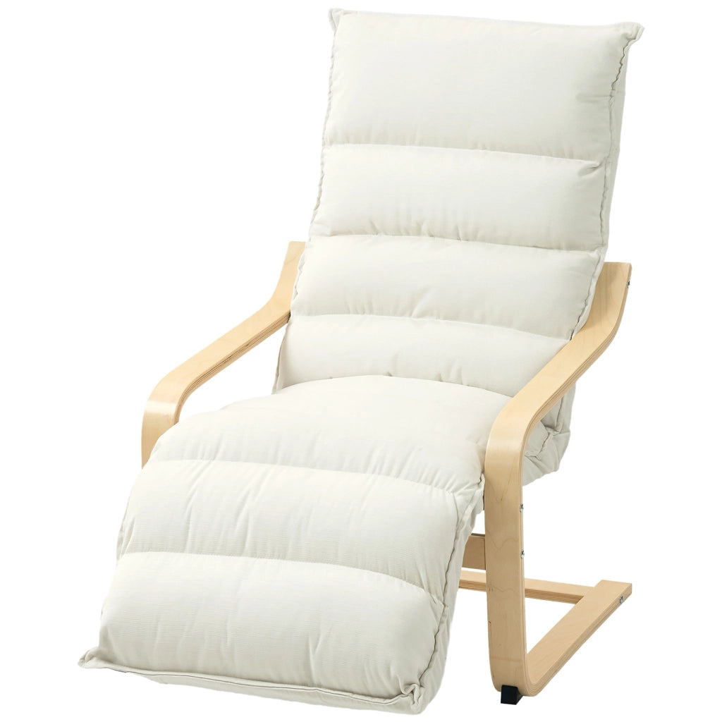 Poltrona reclinabile in velluto con poggiapiedi regolabile ¨C Minimal ¨C 67x93x105cm, crema