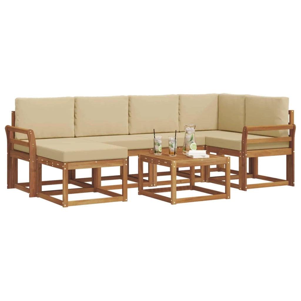 Set di divani da esterno con cuscino 7 pcs Naturale e Beige