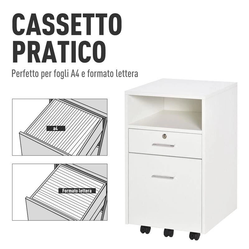 CASSETTIERA DA UFFICIO PORTADOCUMENTI 39,5 X 40 X 60 CM BIANCO