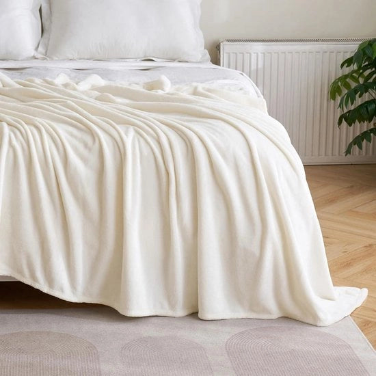 Felpa soffice e piumata in flanella morbida, King Size, confortevole, calda e accogliente per letto, divano e camera da letto - Beige, 90x106 pollici, 230x270cm