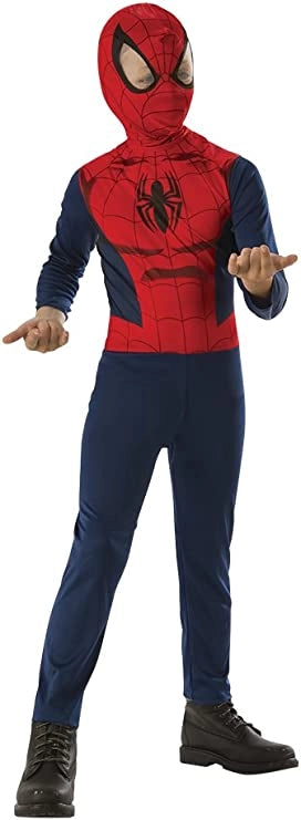 COSTUME CARNEVALE PER BAMBINO DA SPIDERMAN TAGLIA 6-7 ANNI DA 116 CM CON CAPPUCCIO