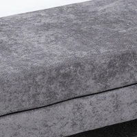 Panca Fondo Letto a 2 Strati in Tessuto Effetto Velluto e Acciaio, 121x50.5x46.5 cm, Grigio Scuro e Oro