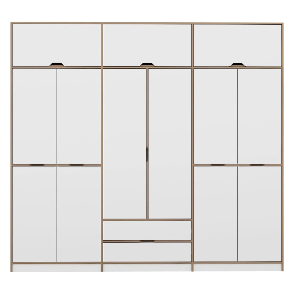 Armadio Camera da Letto Fissiraga, Guardaroba Grande 2 Cassetti, 277x253h cm Bianco