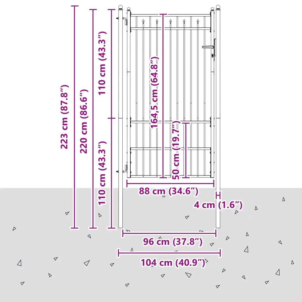 Cancello per recinzione HORST 100 x 175 cm Metallo Nero