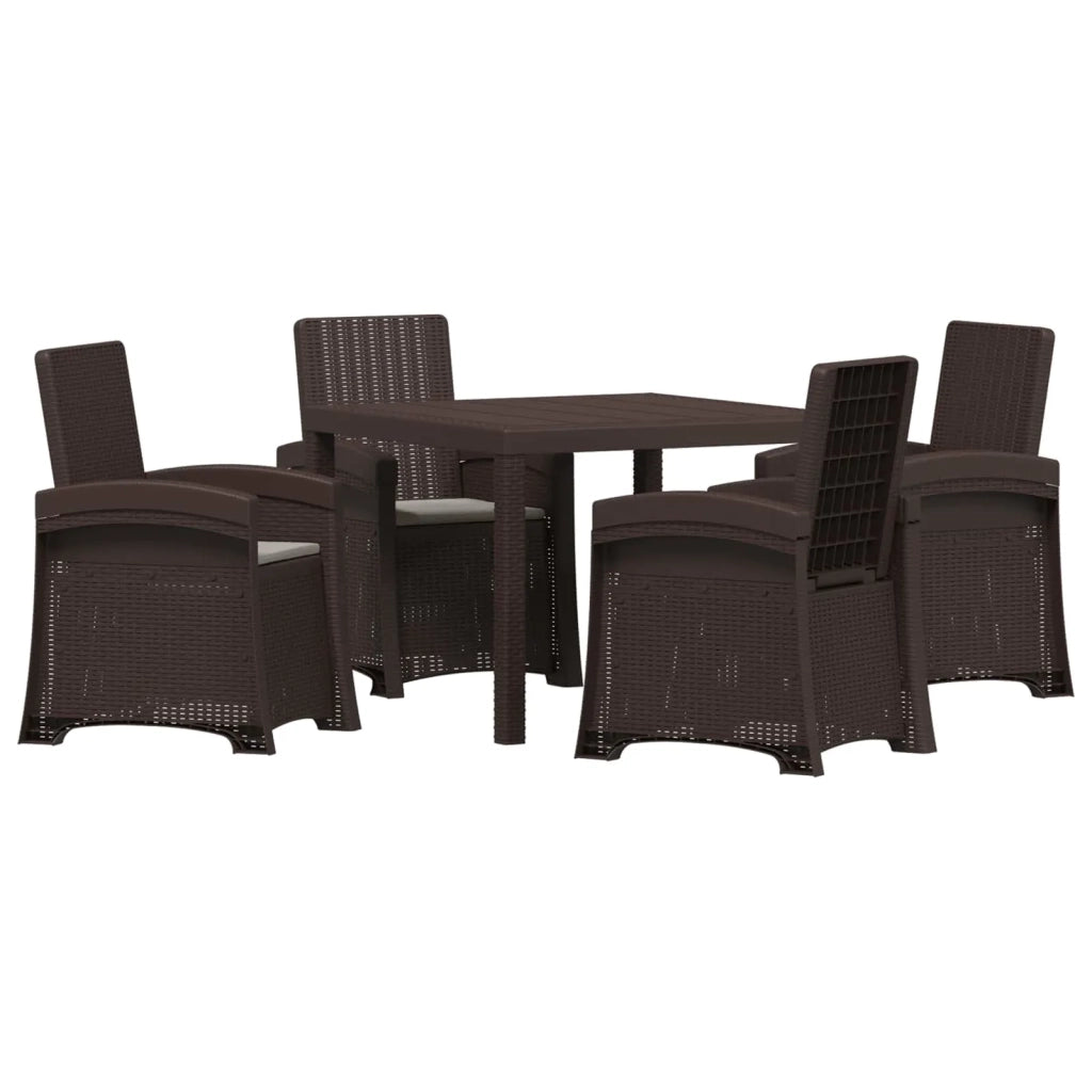 Set da Pranzo per Giardino 5 pz Marrone e Grigio Chiaro PP 3430110