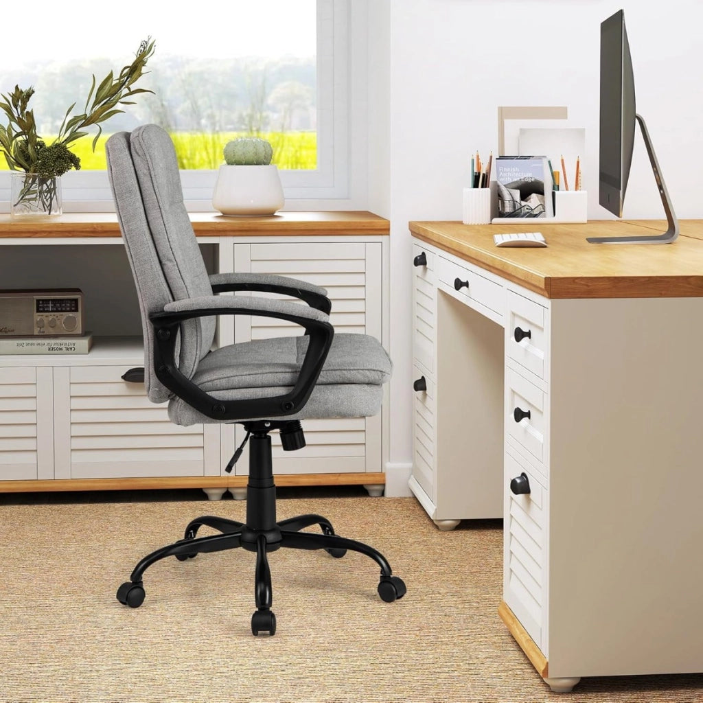 Sedia da ufficio ergonomica regolabile in altezza, Sedia da computer traspirante con ruote Grigio
